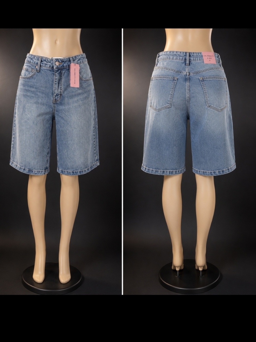 Celebrity Pink Light Blue Denim Bermuda Shorts - Picture 2 of 3